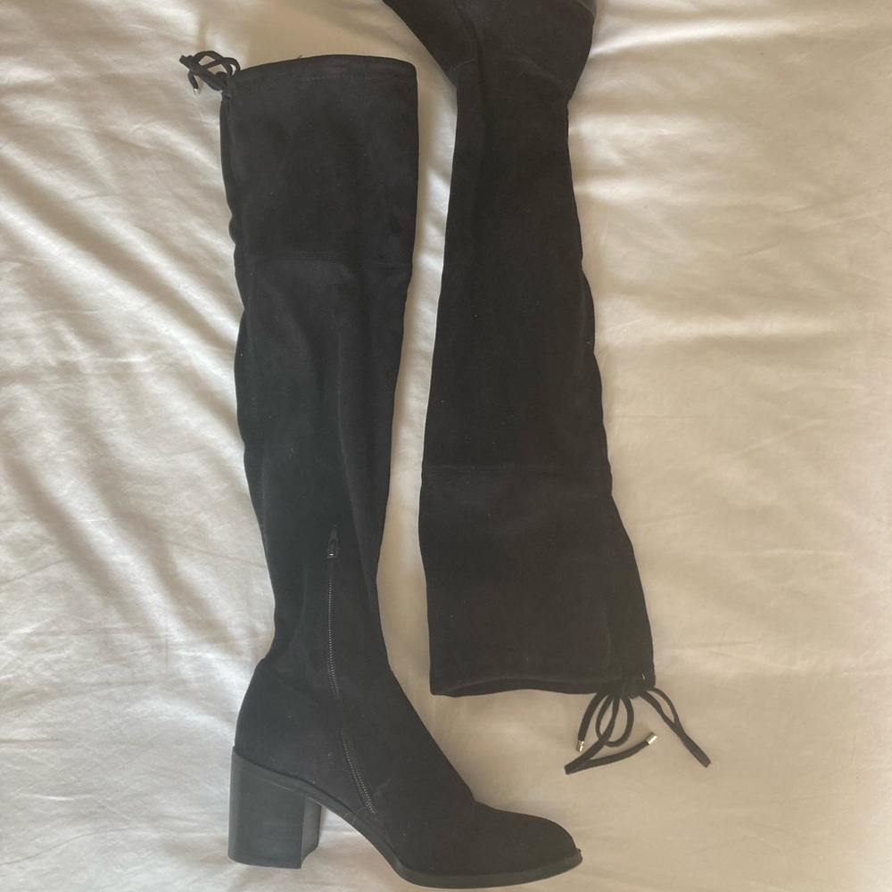 Black suede glove boots